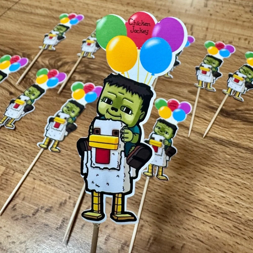 COPY - Minecraft chicken jockey Cupcake Toppers
